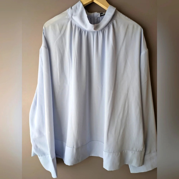Elizabeth and James blue chiffon long sleeves blouse XXL NWT - Picture 1 of 11